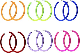 Colorful Big Hoop Earring Acrylic Open Large Hoop Earrings C Shape Trendy Chunky Earrings 80s 90s Retro Lightweight Statement Ear Jewelry Earring For Women
