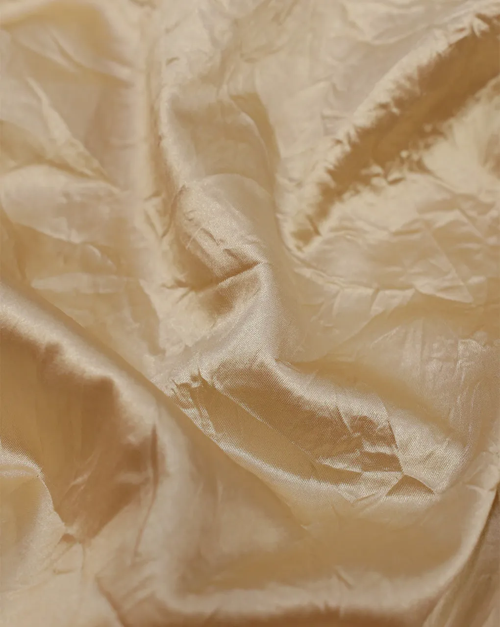 CREAM CRUSHED POLYESTER SATIN FABRIC