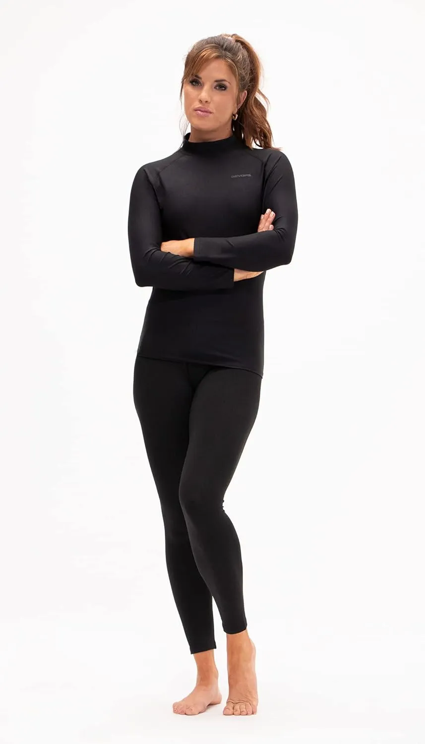 DEVOPS 3 Pack Women's Compression Shirt Dry Fit Turltle Neck Long Sleeve Running Athletic T-Shirt Workout Tops