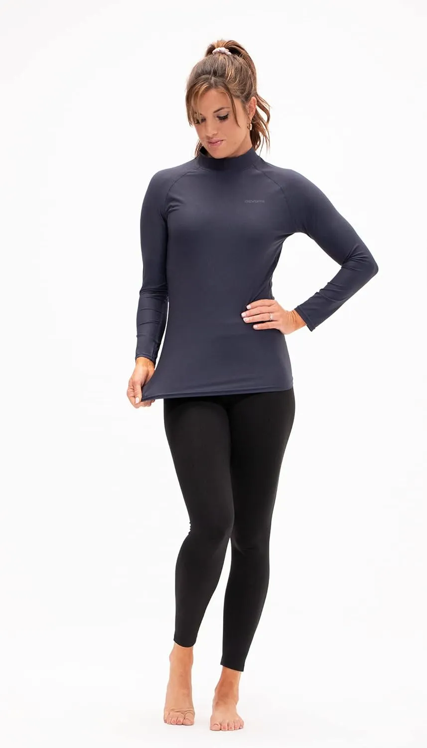 DEVOPS 3 Pack Women's Compression Shirt Dry Fit Turltle Neck Long Sleeve Running Athletic T-Shirt Workout Tops