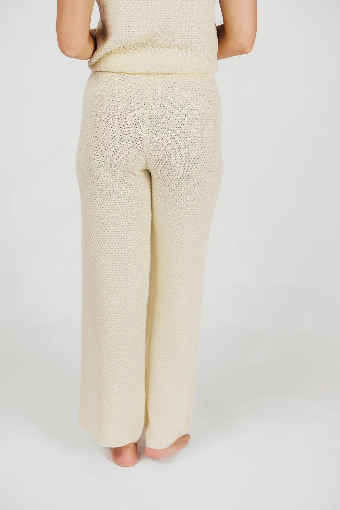 Emma Cropped Knit Wide Leg Pant in Cream