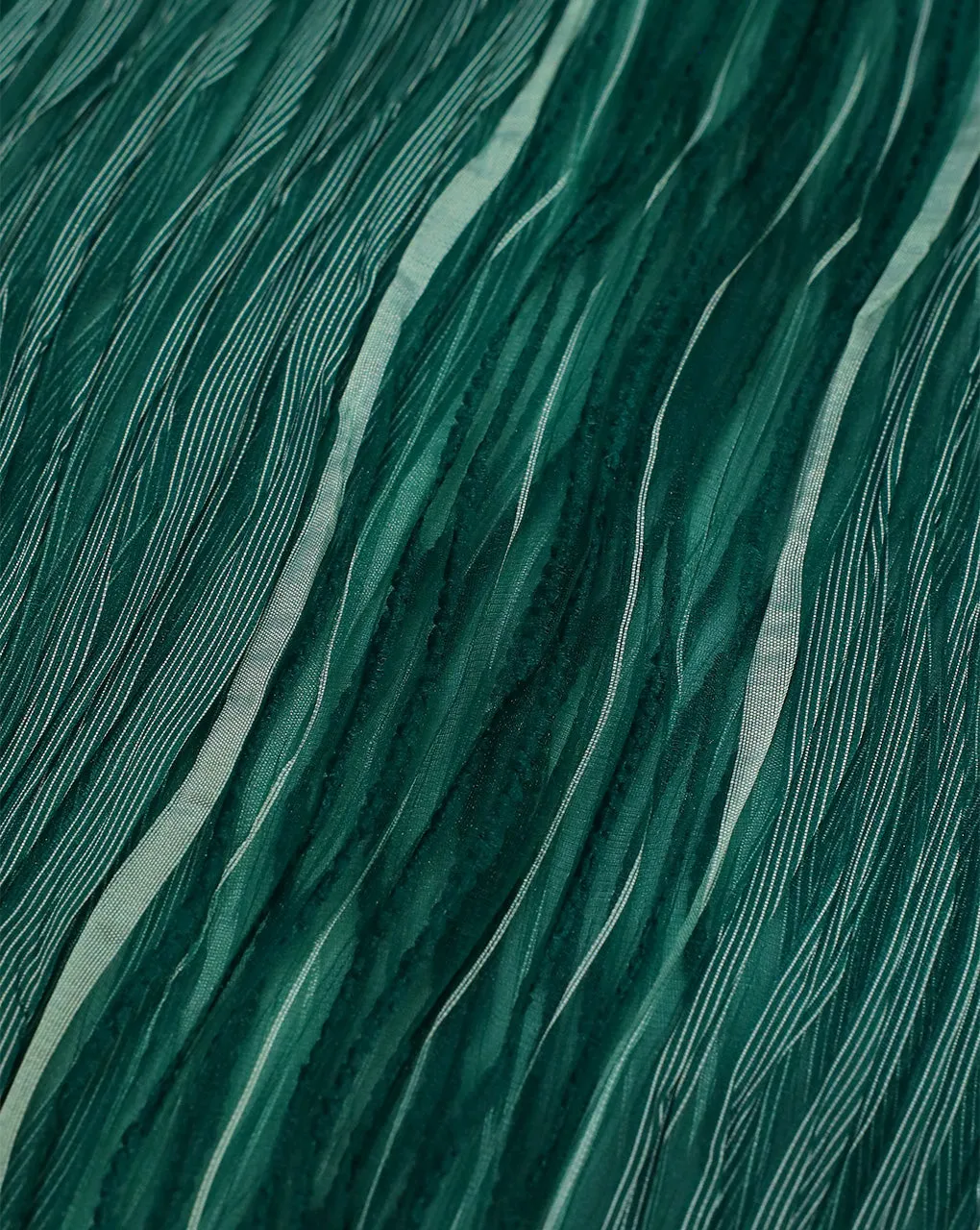 GREEN PLEATED ORGANZA FABRIC