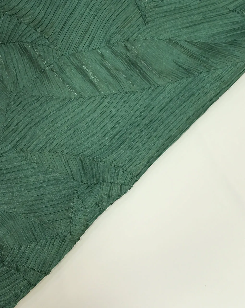 GREEN PLEATED SATIN ORGANZA FABRIC