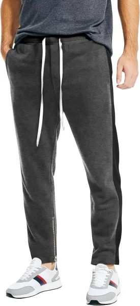 Hat and Beyond Mens Premium Track Jersey Pants with Ankle Zipper Slim Athletic Fit Sweatpants