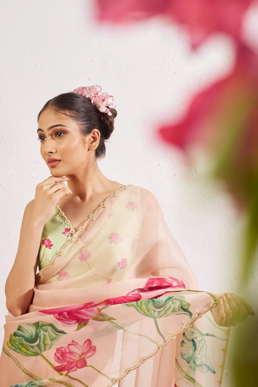 Kumud Blush Organza Silk Saree