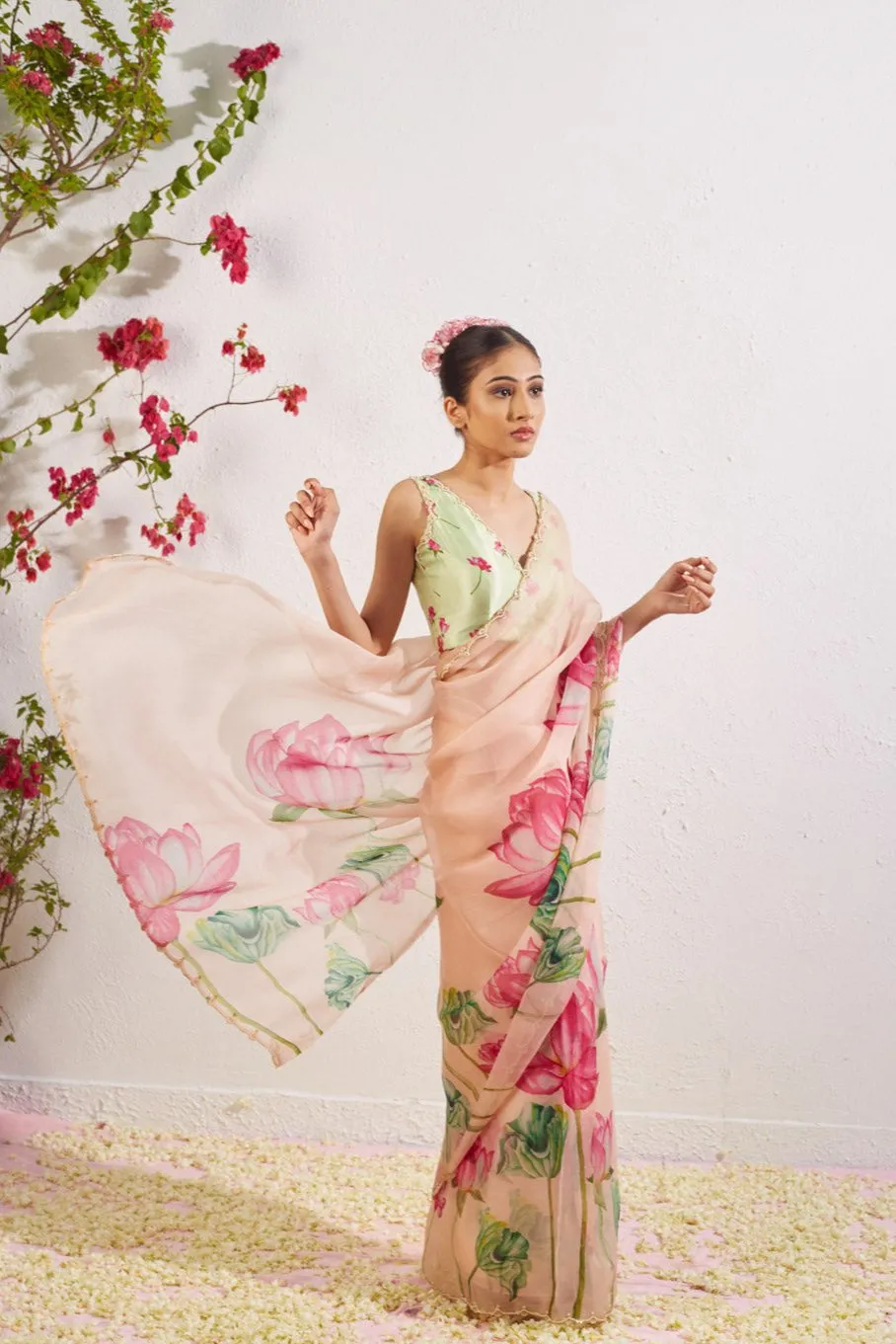 Kumud Blush Organza Silk Saree