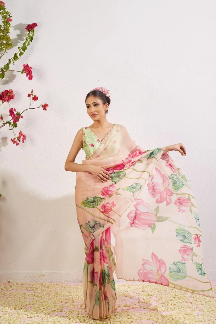 Kumud Blush Organza Silk Saree