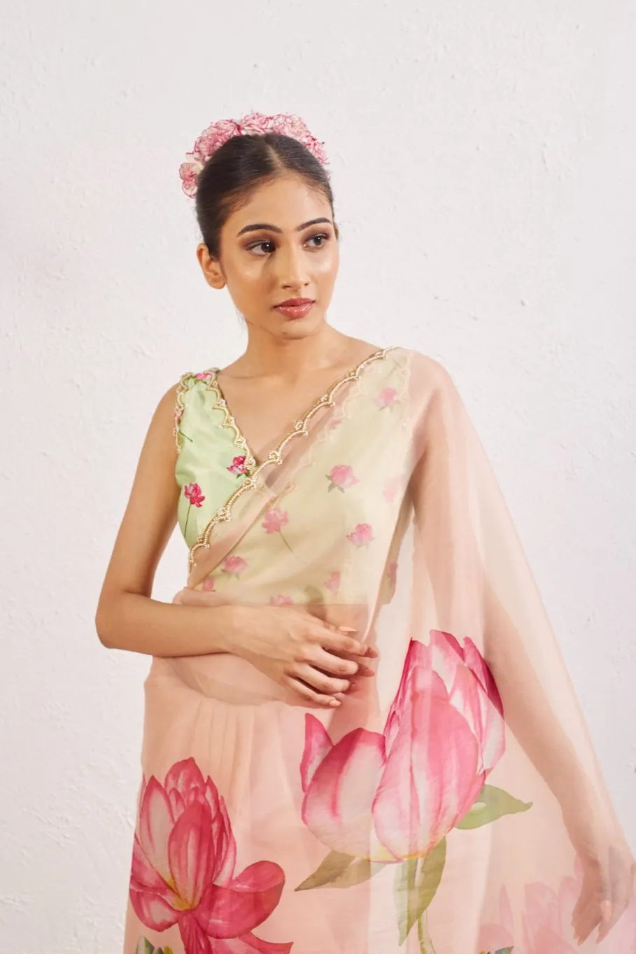 Kumud Blush Organza Silk Saree