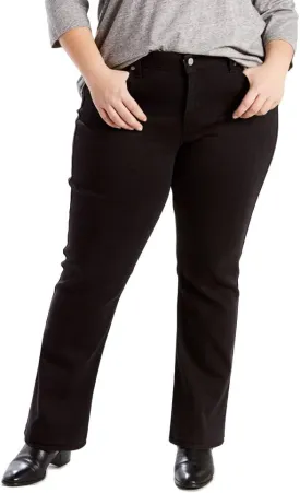 Levi's Women's Plus-Size 414 Classic Straight Jeans, Soft Black, 39 (US 24) S