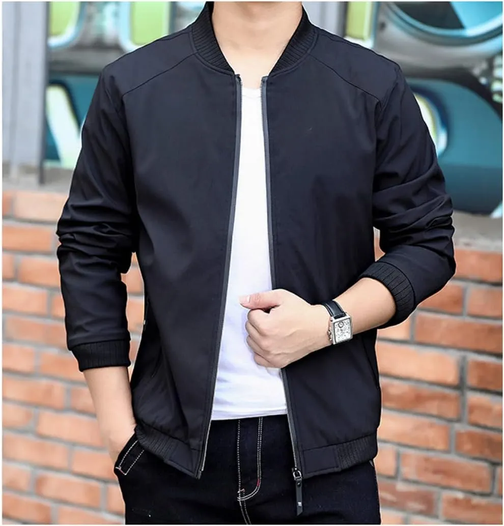 Men's Fall Casual Slim Fit Bomber Jacket Windbreaker Lightweight Softshell Flight Jacket Varsity Coat Outwear