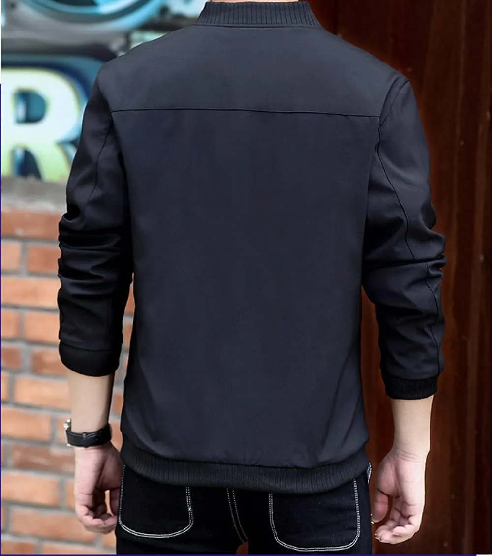 Men's Fall Casual Slim Fit Bomber Jacket Windbreaker Lightweight Softshell Flight Jacket Varsity Coat Outwear