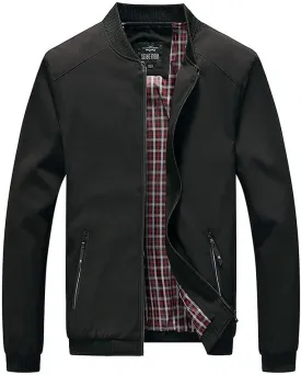 Men's Fall Casual Slim Fit Bomber Jacket Windbreaker Lightweight Softshell Flight Jacket Varsity Coat Outwear