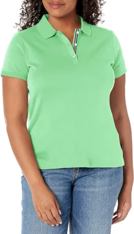 Nautica Women's 3-Button Short Sleeve Breathable 100% Cotton Polo Shirt