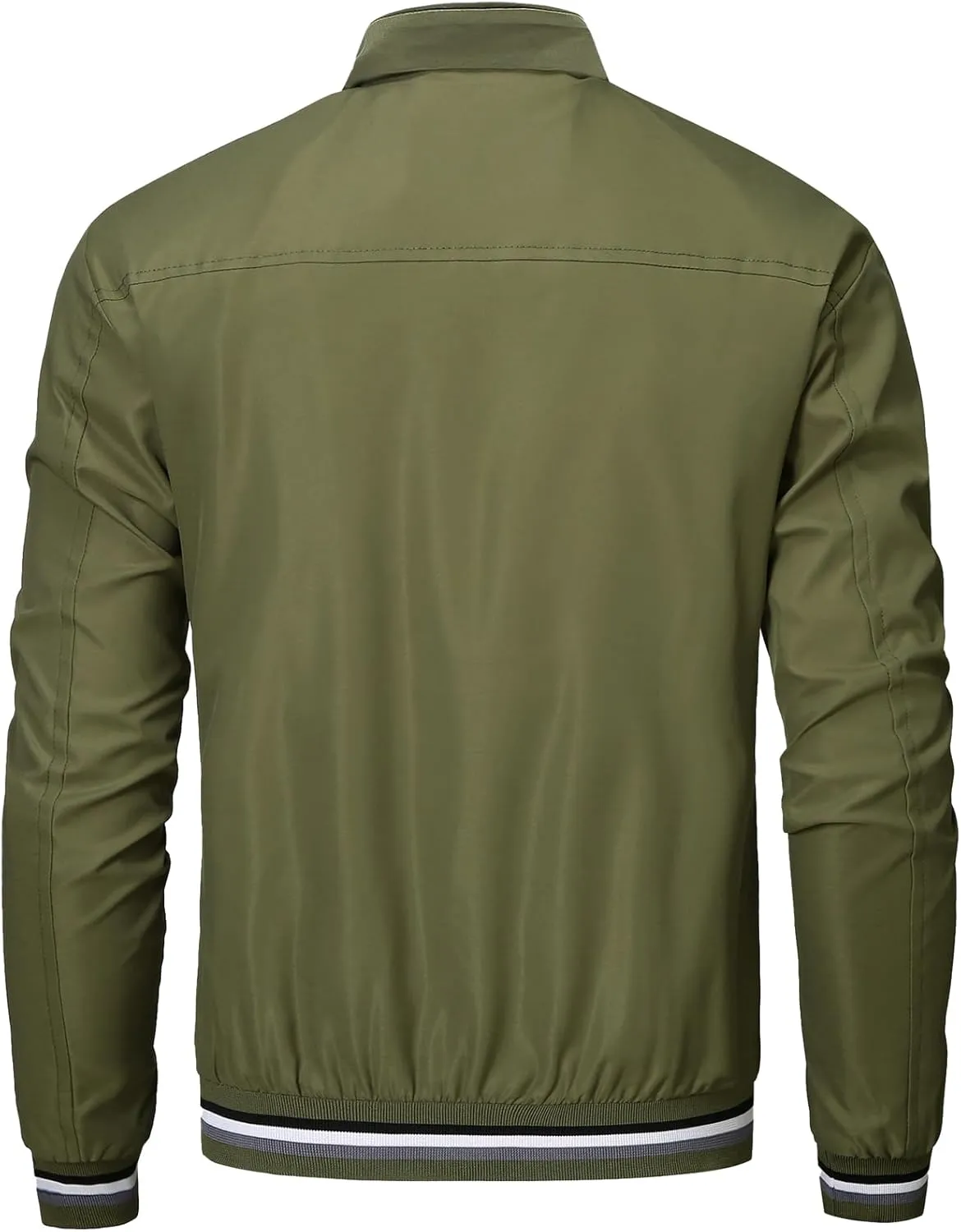 PEGENO Men's Lightweight Jacket Spring Fall Thin Flight Bomber Jacket Sportwear Full Zip Windbreaker Casual Coat