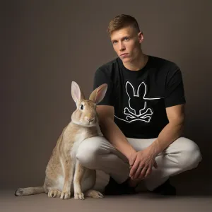Black Embroidered Graphic T-Shirt by Psycho Bunny with Chester Design