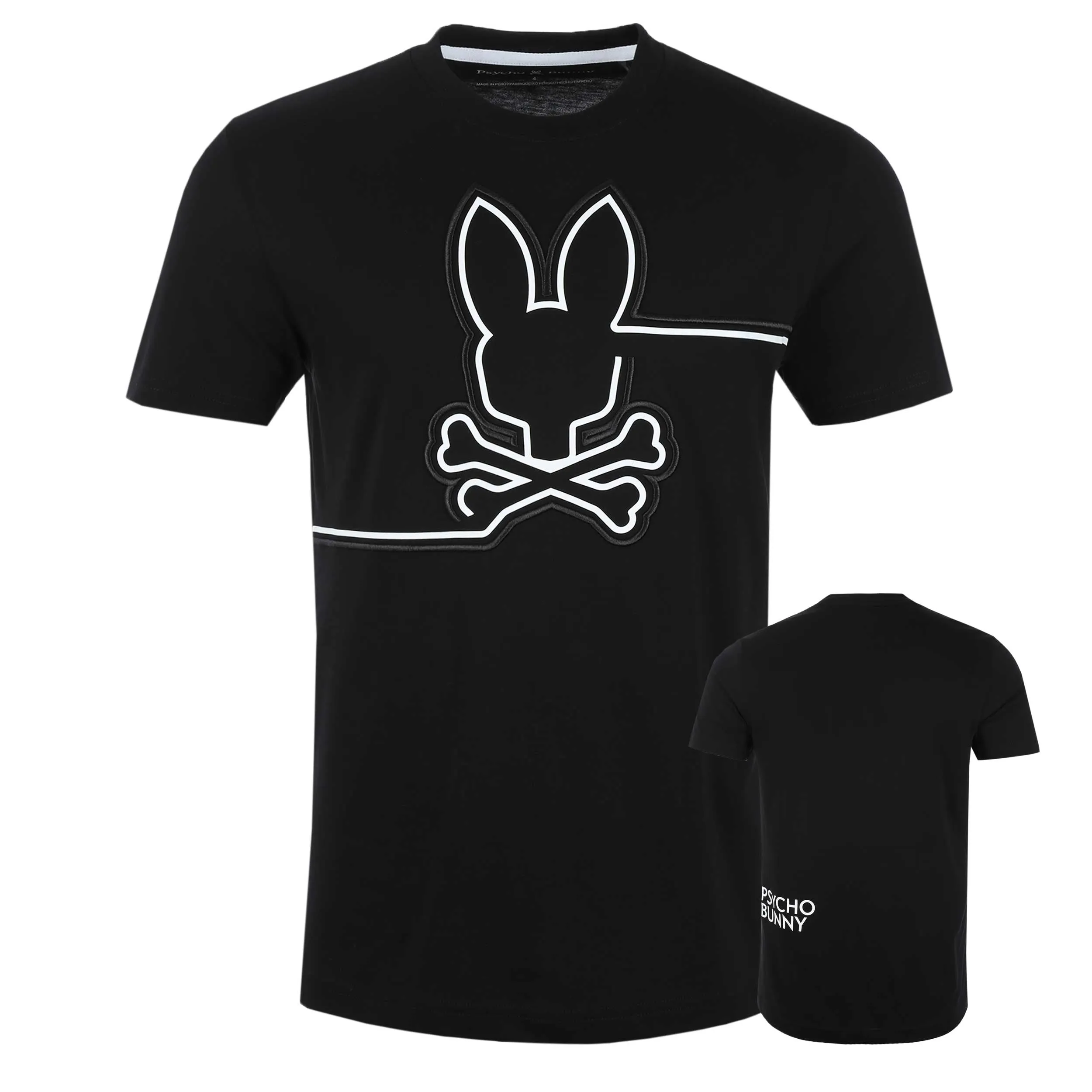 Black Embroidered Graphic T-Shirt by Psycho Bunny with Chester Design