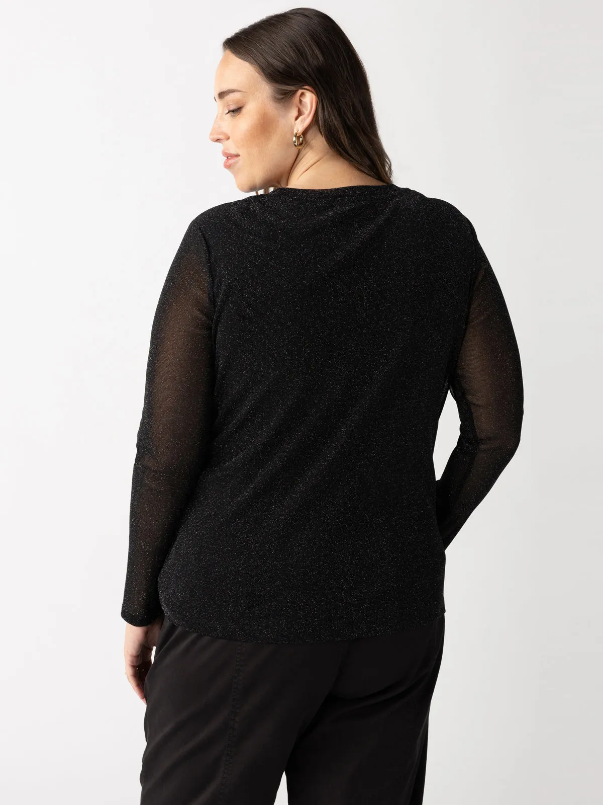 Black Sparkle Mesh Perfect Tee - Inclusive Collection