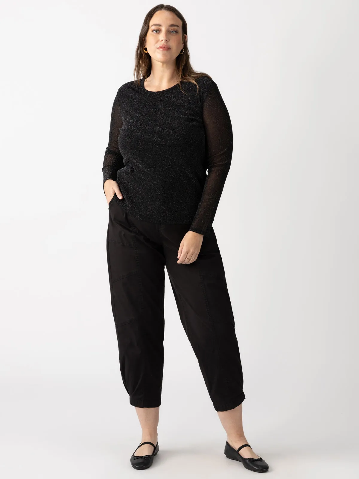 Black Sparkle Mesh Perfect Tee - Inclusive Collection
