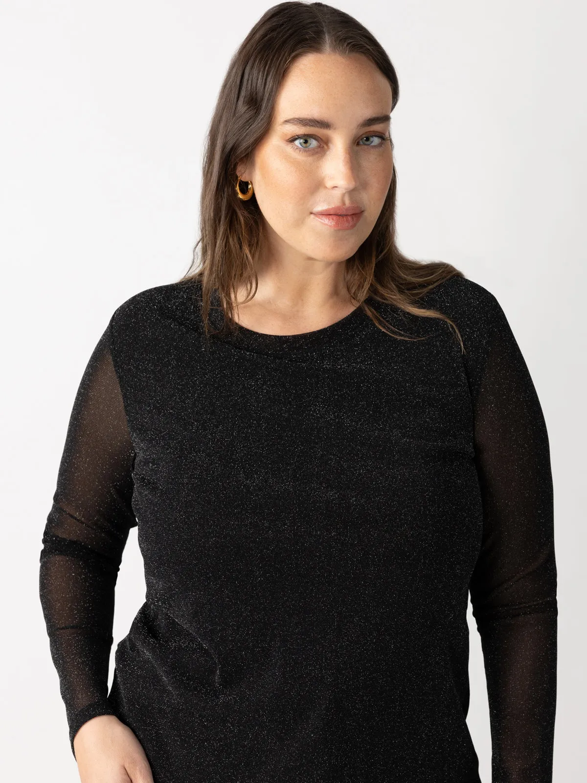 Black Sparkle Mesh Perfect Tee - Inclusive Collection