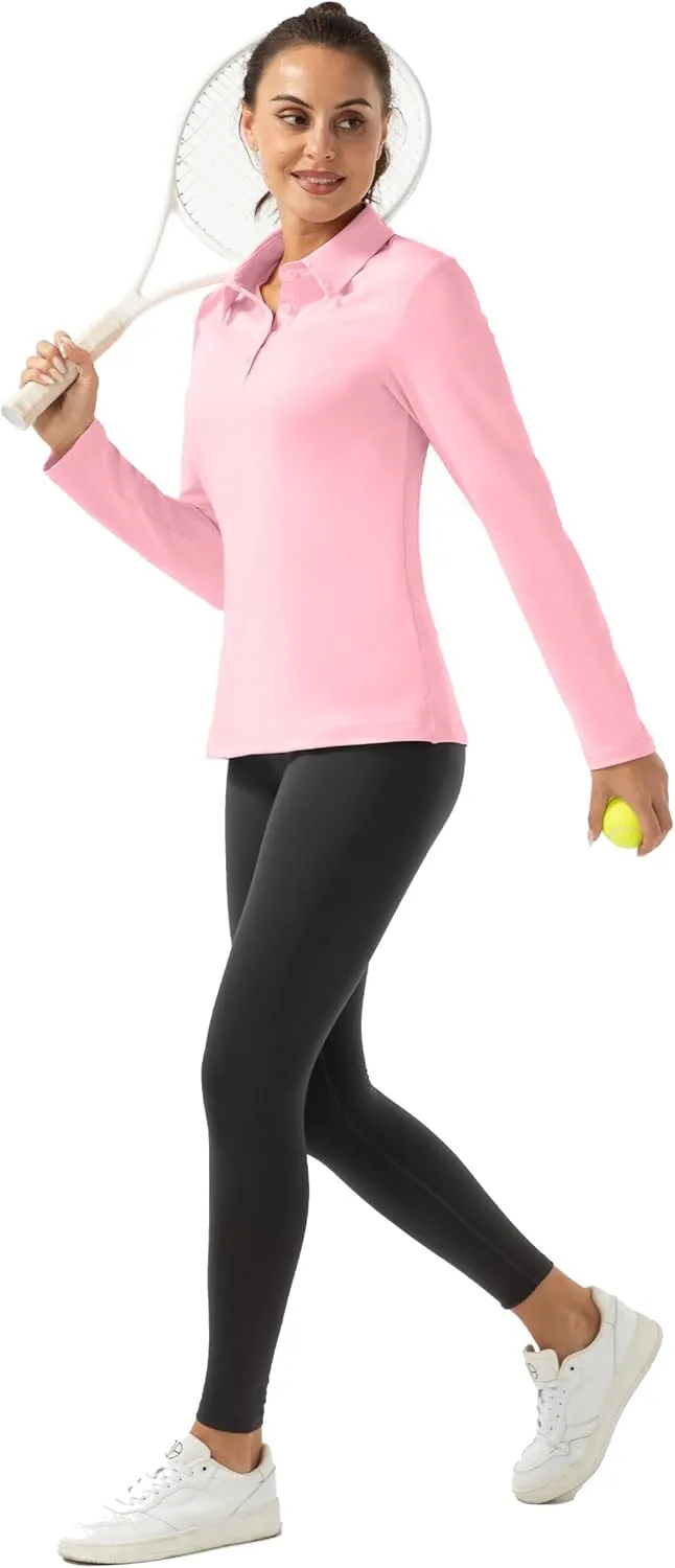 Women Long Sleeve Polo Shirt Golf Sport Top Athletic Sportswear Tennis Activewear