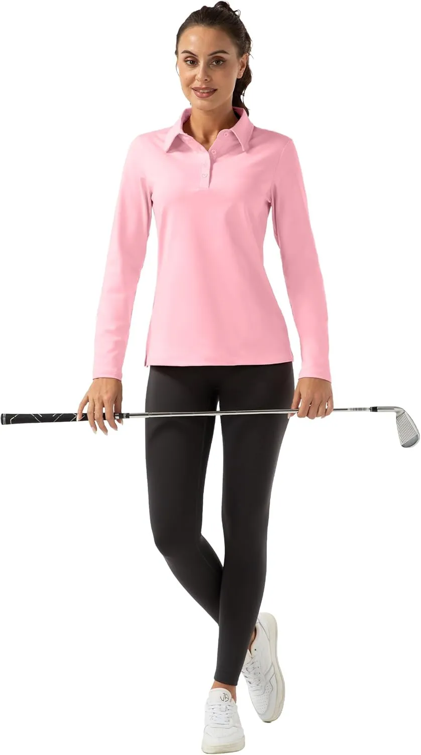 Women Long Sleeve Polo Shirt Golf Sport Top Athletic Sportswear Tennis Activewear