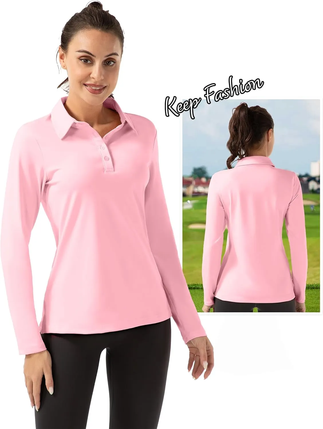 Women Long Sleeve Polo Shirt Golf Sport Top Athletic Sportswear Tennis Activewear