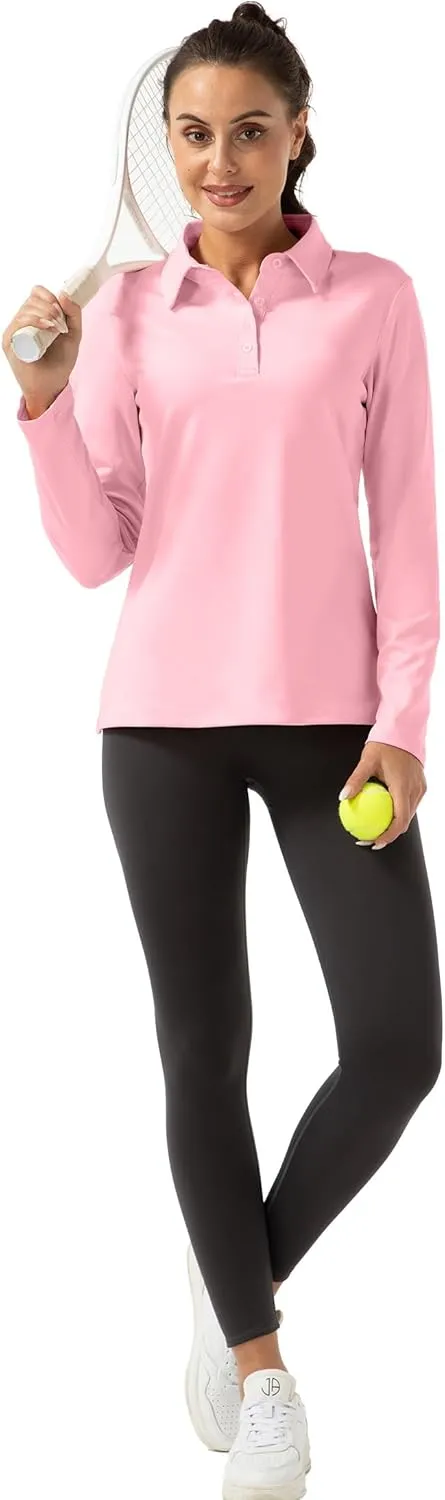Women Long Sleeve Polo Shirt Golf Sport Top Athletic Sportswear Tennis Activewear