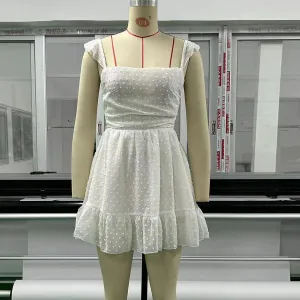 Women’s Backless Lace-Up Square Collar Sling Dress
